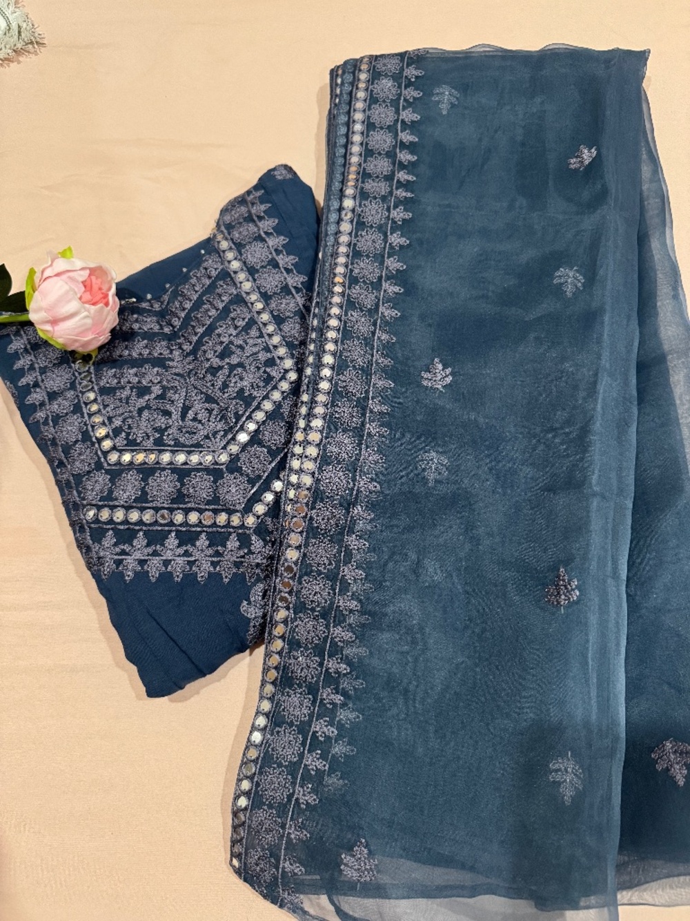 Cross stitch pk suit with organza dupatta | pakistani 2 pcs set